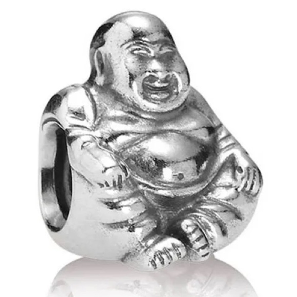 Genuine PANDORA Retired Smiling Buddha Charm; 925 Sterling Silver; 790478